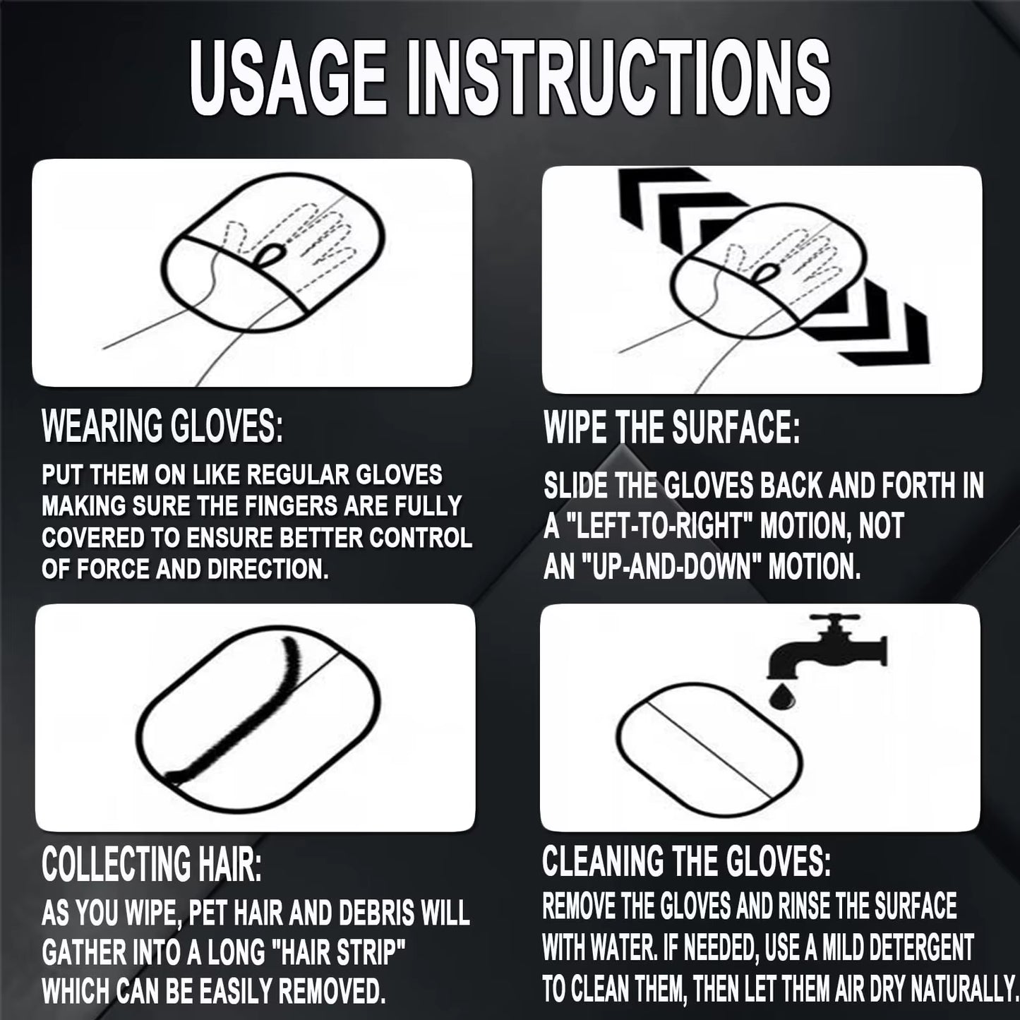 Electrostatic Hair Removal Pet Gloves, Cat Hair Cleaner, Two-Way Brush, Hair Removal Brush and Sticky Hair Artifact, Dog Comb Shaving