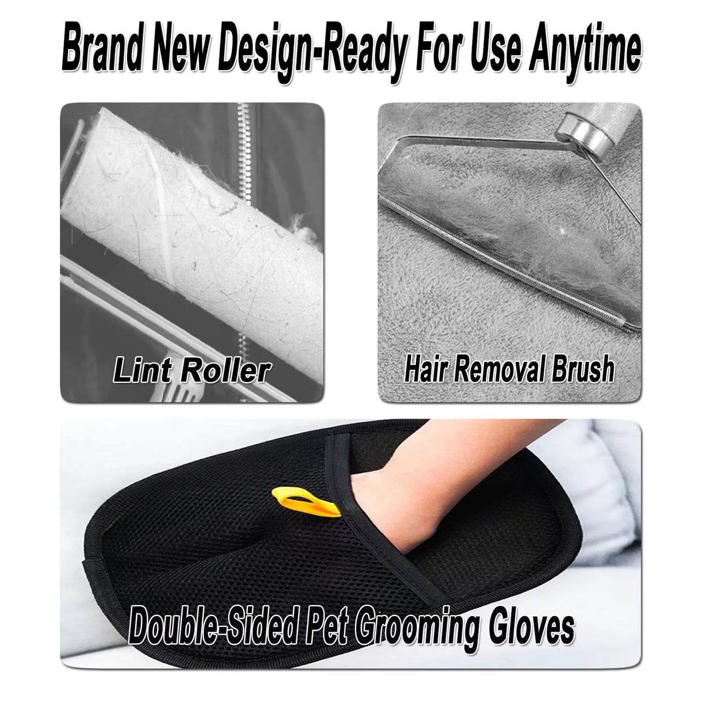 Electrostatic Hair Removal Pet Gloves, Cat Hair Cleaner, Two-Way Brush, Hair Removal Brush and Sticky Hair Artifact, Dog Comb Shaving