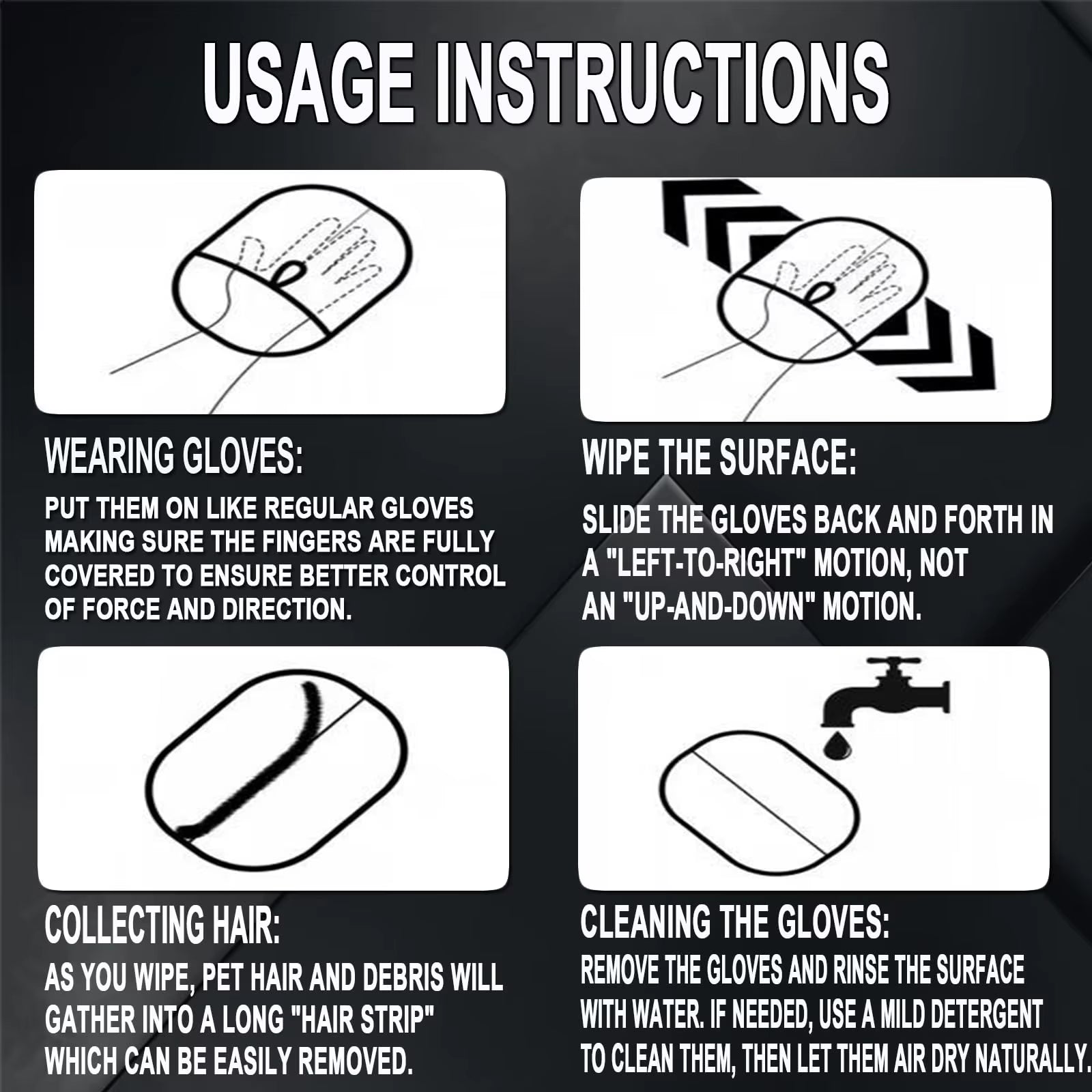 Electrostatic Hair Removal Pet Gloves, Cat Hair Cleaner, Two-Way Brush, Hair Removal Brush and Sticky Hair Artifact, Dog Comb Shaving