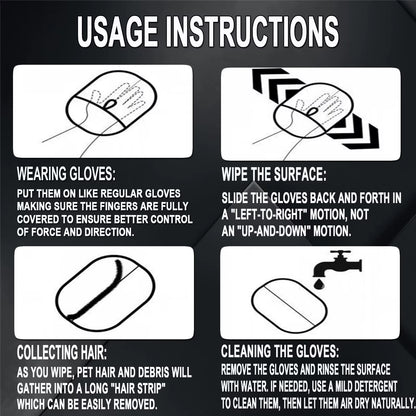 Electrostatic Hair Removal Pet Gloves, Cat Hair Cleaner, Two-Way Brush, Hair Removal Brush and Sticky Hair Artifact, Dog Comb Shaving