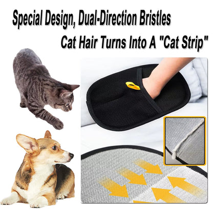 Electrostatic Hair Removal Pet Gloves, Cat Hair Cleaner, Two-Way Brush, Hair Removal Brush and Sticky Hair Artifact, Dog Comb Shaving
