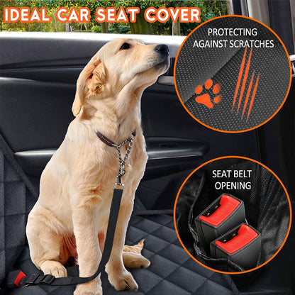 Dog Car Seat Cover - Waterproof Back Seat Protector for Pets, Non-Slip Design with Middle Armrest Compatibility for Most Cars, Trucks, and SUVs - Black