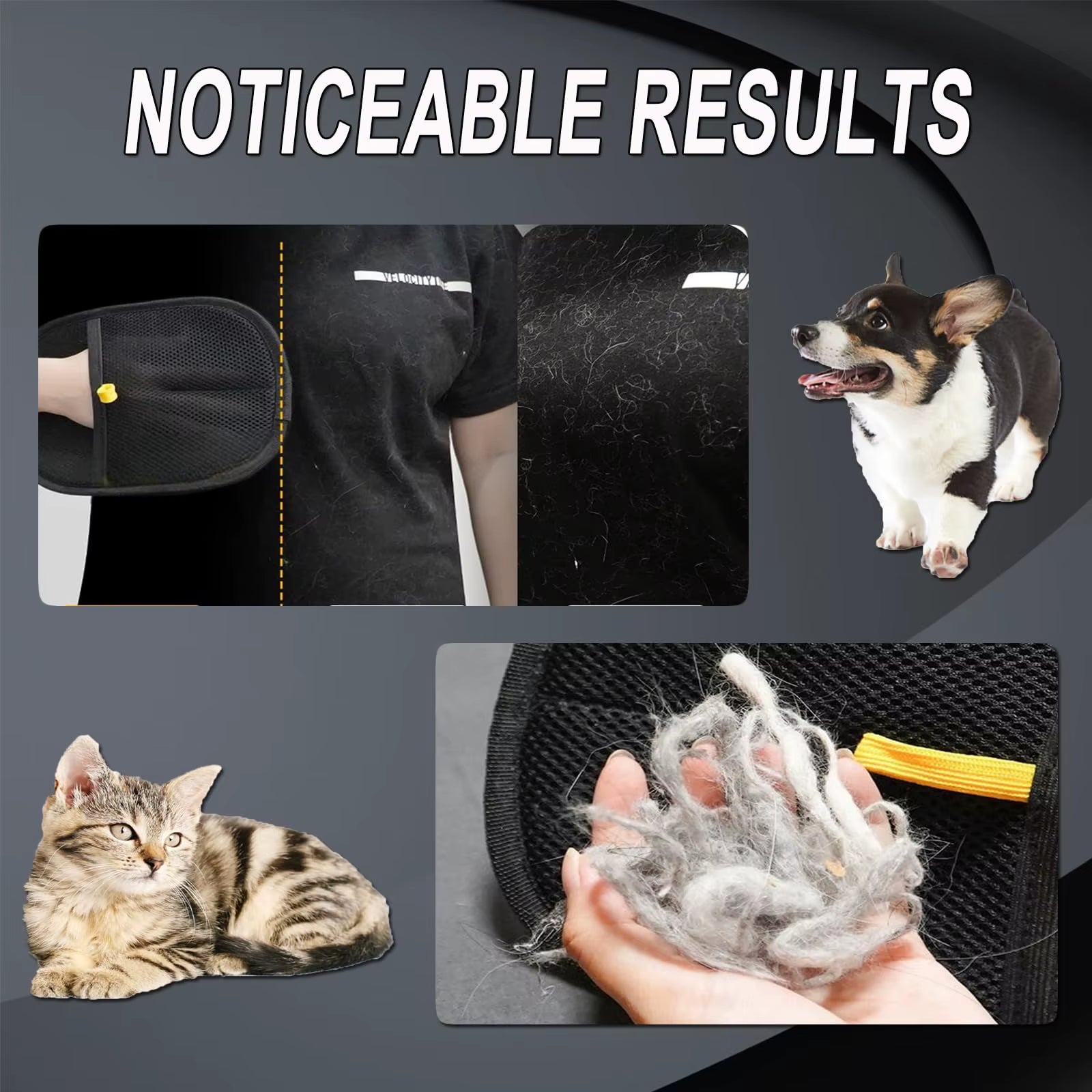 Electrostatic Hair Removal Pet Gloves, Cat Hair Cleaner, Two-Way Brush, Hair Removal Brush and Sticky Hair Artifact, Dog Comb Shaving